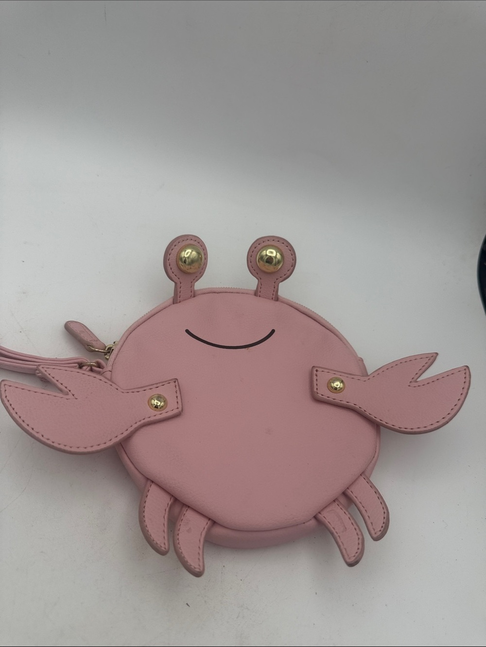 Luv Betsey Johnson Crab Wristlet Coin Purse Pink Faux vegan Leather Zip